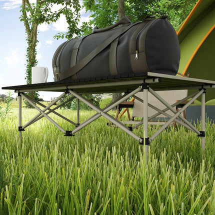 Folding aluminum camping table - light, 95 x 55 cm, khaki
