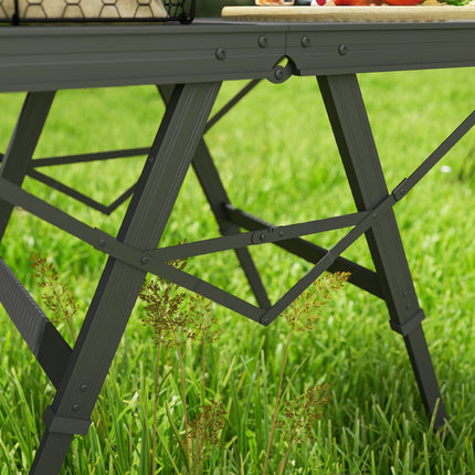 Folding aluminum camping table - Adjustable in height, 90x40.5 cm