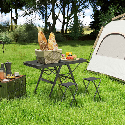 Folding aluminum camping table - Adjustable in height, 90x40.5 cm