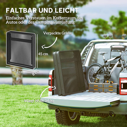 Folding aluminum camping table - Adjustable in height, 90x40.5 cm