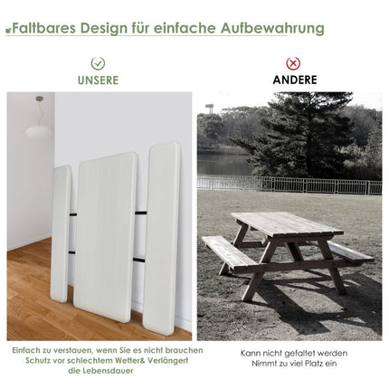 Camping table set folding picnic table with benches white