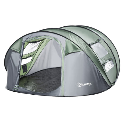 Camping tent for 4-5 people, dark green/grey, waterproof