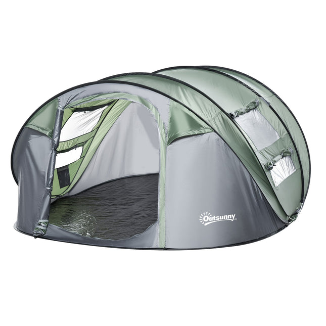 Camping tent for 4-5 people, dark green/grey, waterproof