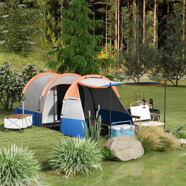 Camping tent for 3, 2 rooms, windproof, 2000 mm water repellent