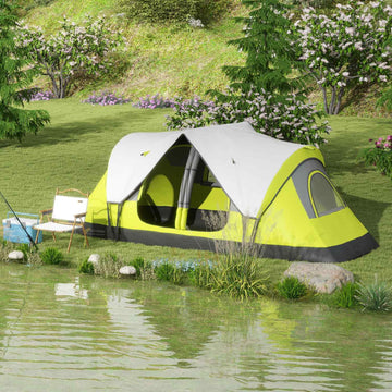 8-person tunnel tent, 2 rooms, windproof, water-repellent