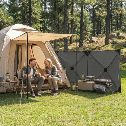 Camping windbreak 480x120 cm dark grey, foldable with bag