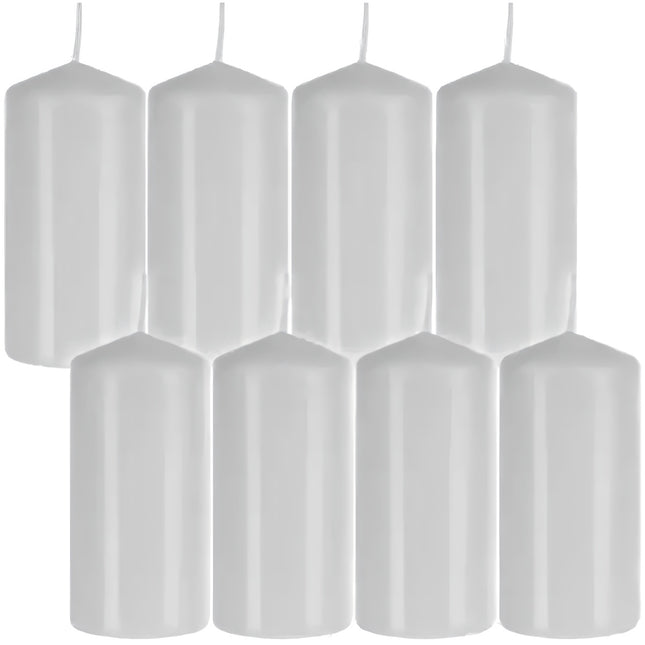 Candle cylinder white - set of 8 pcs.