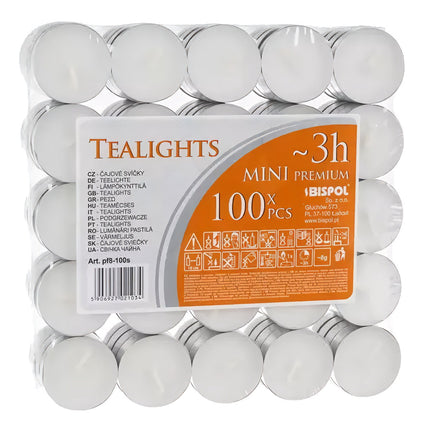 Candles / tea lights 3h - set of 100 pcs