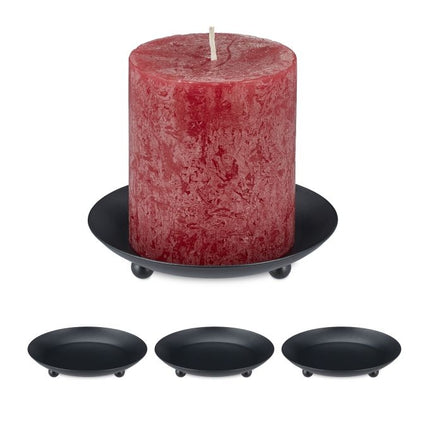 Candlesticks with pillar candles, 4 pcs