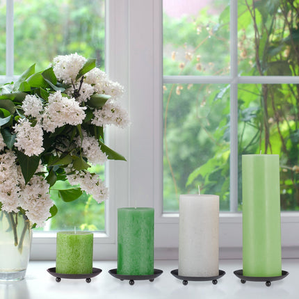 Candlesticks with pillar candles, 4 pcs