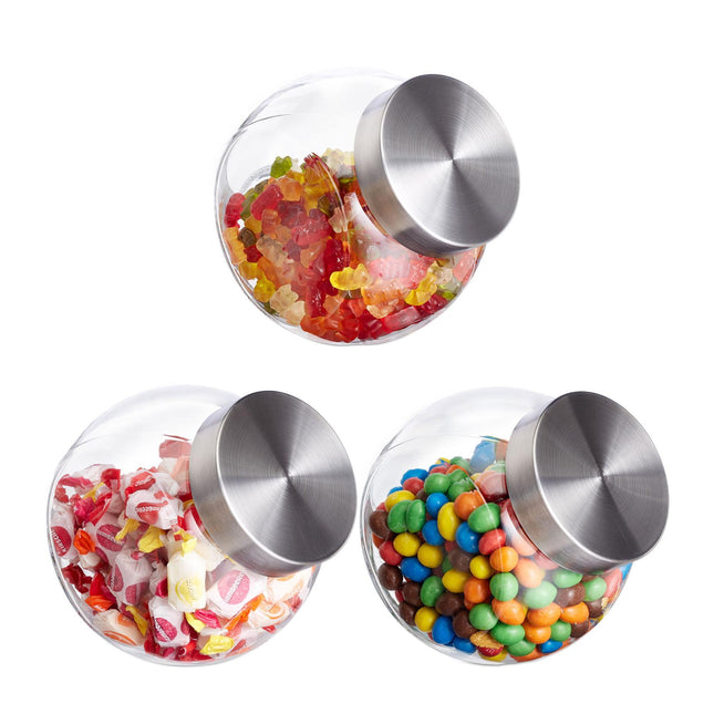 Snoepglazen set van 3 1,5 L