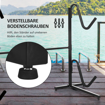 Adjustable metal kayak and canoe stand - Holds 2 boards