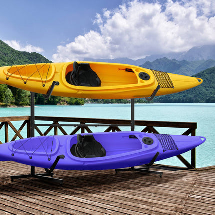 Adjustable metal kayak and canoe stand - Holds 2 boards