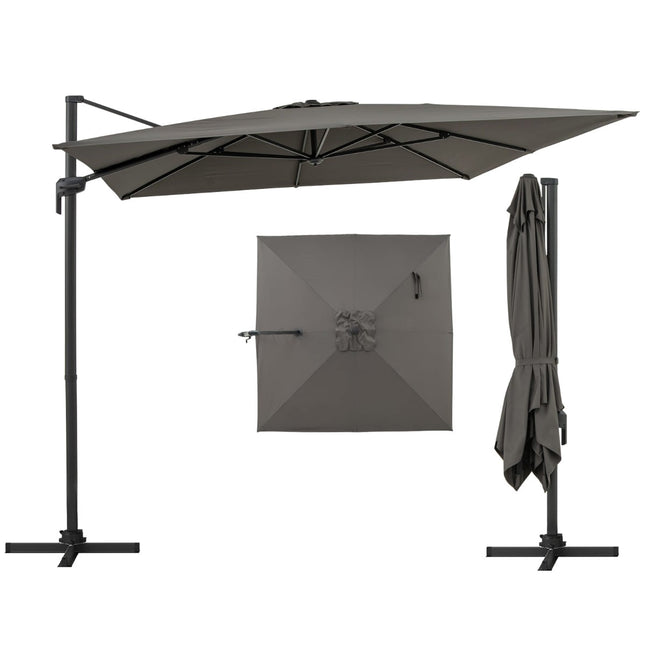 Cantilever Patio Umbrella 300x300 cm, 360 Rotation