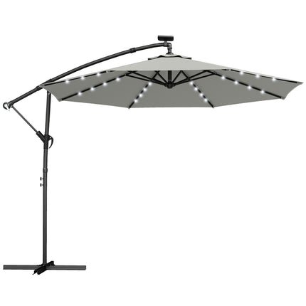 Cantilever Patio Umbrella, 3x3m, Solar LED Lights, UV-Resistant