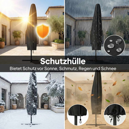 Cantilever Patio Umbrella, 3x3m, Solar LED Lights, UV-Resistant