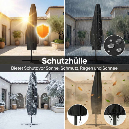 Cantilever Patio Umbrella, 3x3m, Solar LED, UV Resistant