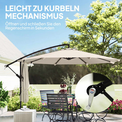 Cantilever Umbrella, 2.95m Diameter, Cream, with Cover