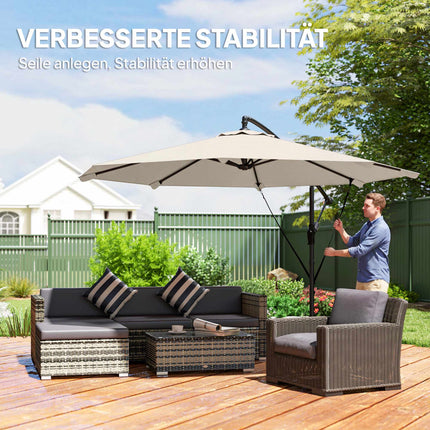 Cantilever Umbrella, 2.95m Diameter, Cream, with Cover