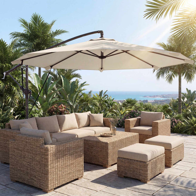 Cantilever Umbrella, 2.95m Diameter, Cream, with Cover