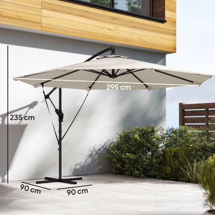 Cantilever Umbrella, 2.95m Diameter, Cream, with Cover