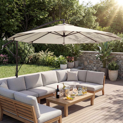 Cantilever Umbrella, 2.95m Diameter, Cream, with Cover