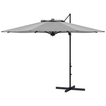 Cantilever 3m tilting parasol, rotating garden umbrella