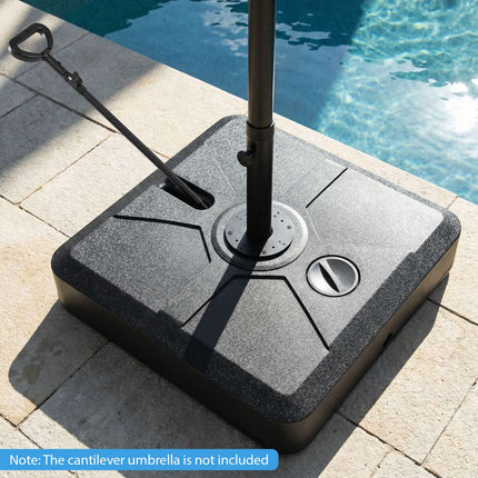 Cantilever Umbrella Base with Wheels, 330 lb Fill, Black