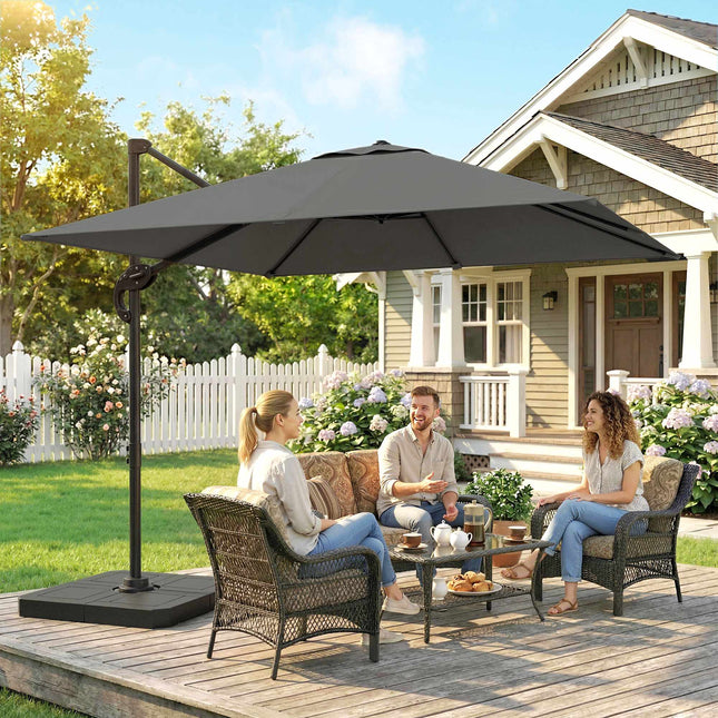Cantilever Umbrella with Base Weights, UPF50+ Polyester