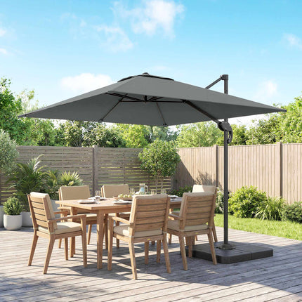 Cantilever Umbrella with Base Weights, UPF50+ Polyester