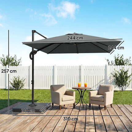 Cantilever Umbrella with Base Weights, UPF50+ Polyester