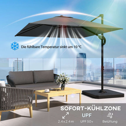 Cantilever Umbrella with Base Weights, UPF50+ Polyester