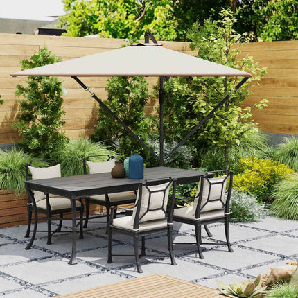 Zweefparasol Ø260 cm parasol met UV bescherming 50+ waterafstotend parasolparaplu met standaard, hoes, slinger, windslot, marktparaplu kantelbare tuinparasol voor balkonterras kaki Aosoom