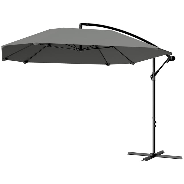 Dark gray cantilever umbrella, 260cm, crank & wind lock