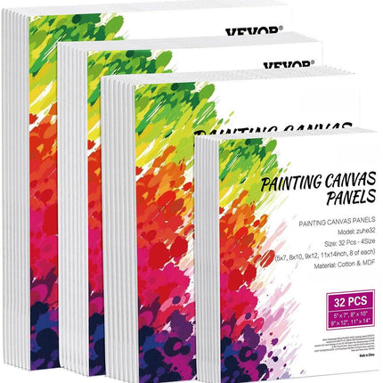 Canvas Boards Set, 32 Pack Multi-Size, Pre-Primed White