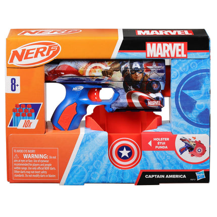 Captain America Nerf Blaster Toy with Easy-Load Mechanism