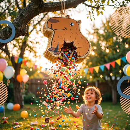 Capybara Pinata Set, Stick And Blindfold Included