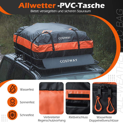 Car Roof Box with 425L Cargo Bag & Metal Rack