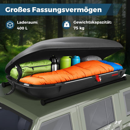 Car Roof Cargo Box, XL Capacity, Lockable, Black