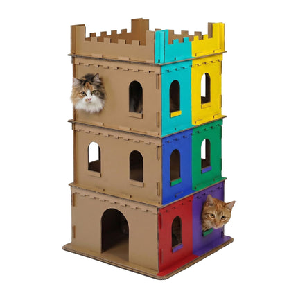Cardboard Cat House, XL 3-Level Castle, Tool-Free
