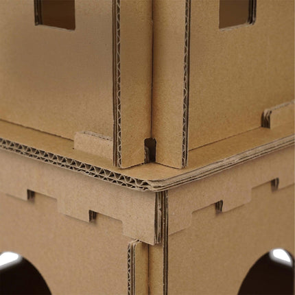 Cardboard Cat House, XL 3-Level Castle, Tool-Free