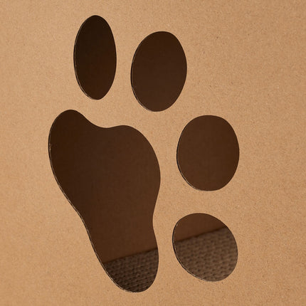 Cardboard cat house with scratching board
