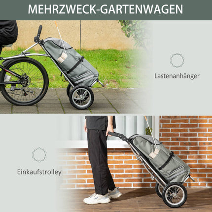 Bicycle cargo trolley and shopping trolley, 55L, aluminium, grey