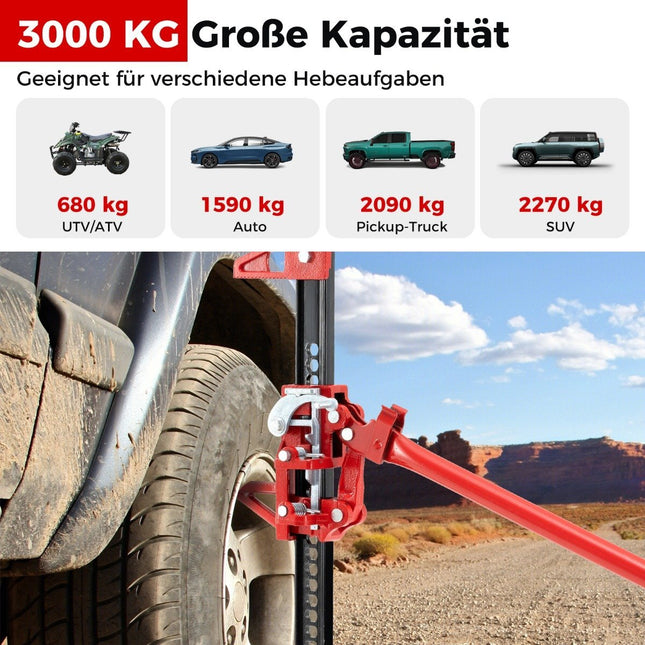 Car jack 3T high lift all-purpose jack off-road pole winch 112 cm rack jack red