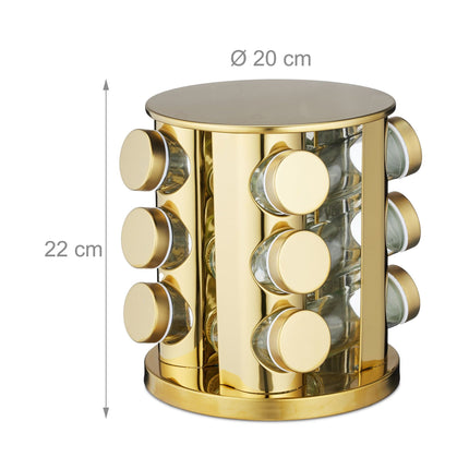 Carousel for golden spices with 12 glasses