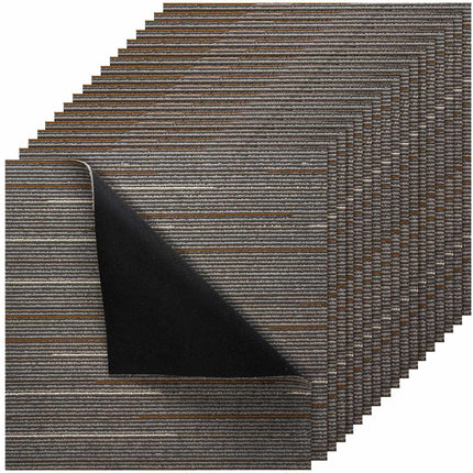 Carpet Tiles 24-Pack, 24x24 In, Reusable, Dark Brown