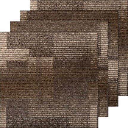 Carpet Tiles, 24x24 In, Padded, 24-Pack, Mixed Brown