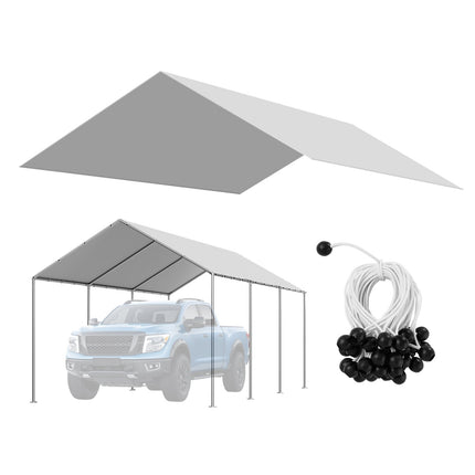 Carport Replacement Canopy 10x20 Ft, Waterproof UV, Grey