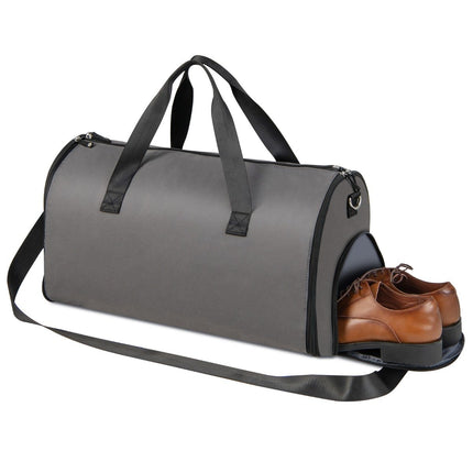 Carry-on Bag with Shoe Compartment & Adjustable Shoulder Strap 2-in-1 Hanging Suit Travel Bag Dark Gray