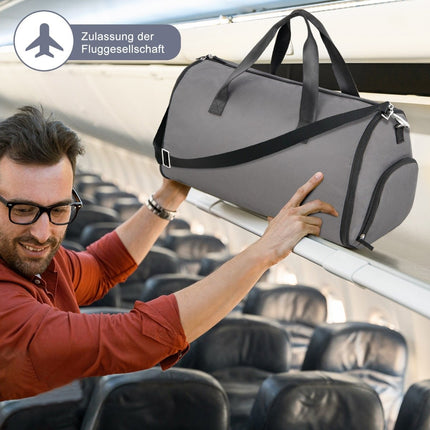 Carry-on Bag with Shoe Compartment & Adjustable Shoulder Strap 2-in-1 Hanging Suit Travel Bag Dark Gray